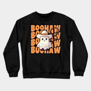Boohaw Cute Spooky Groovy Cowboy Ghost Crewneck Sweatshirt